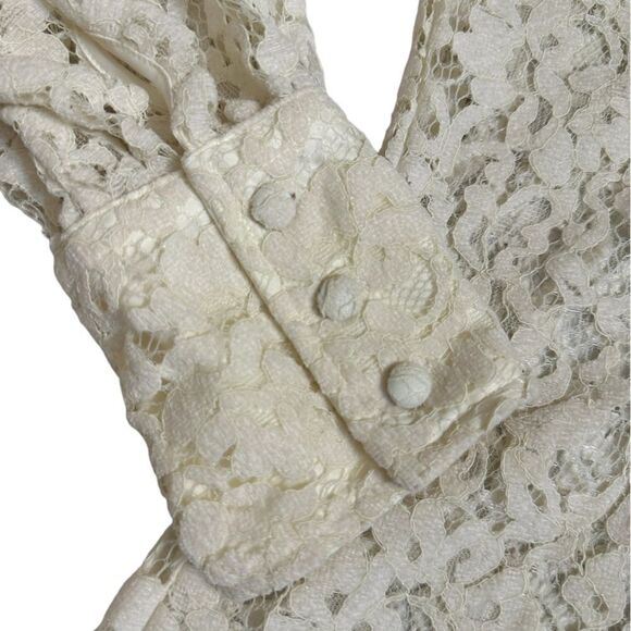 Boston Proper Velvet Lace Victoria Chic Drama Sleeve Button Up Shirt Size Large - Picture 9 of 16